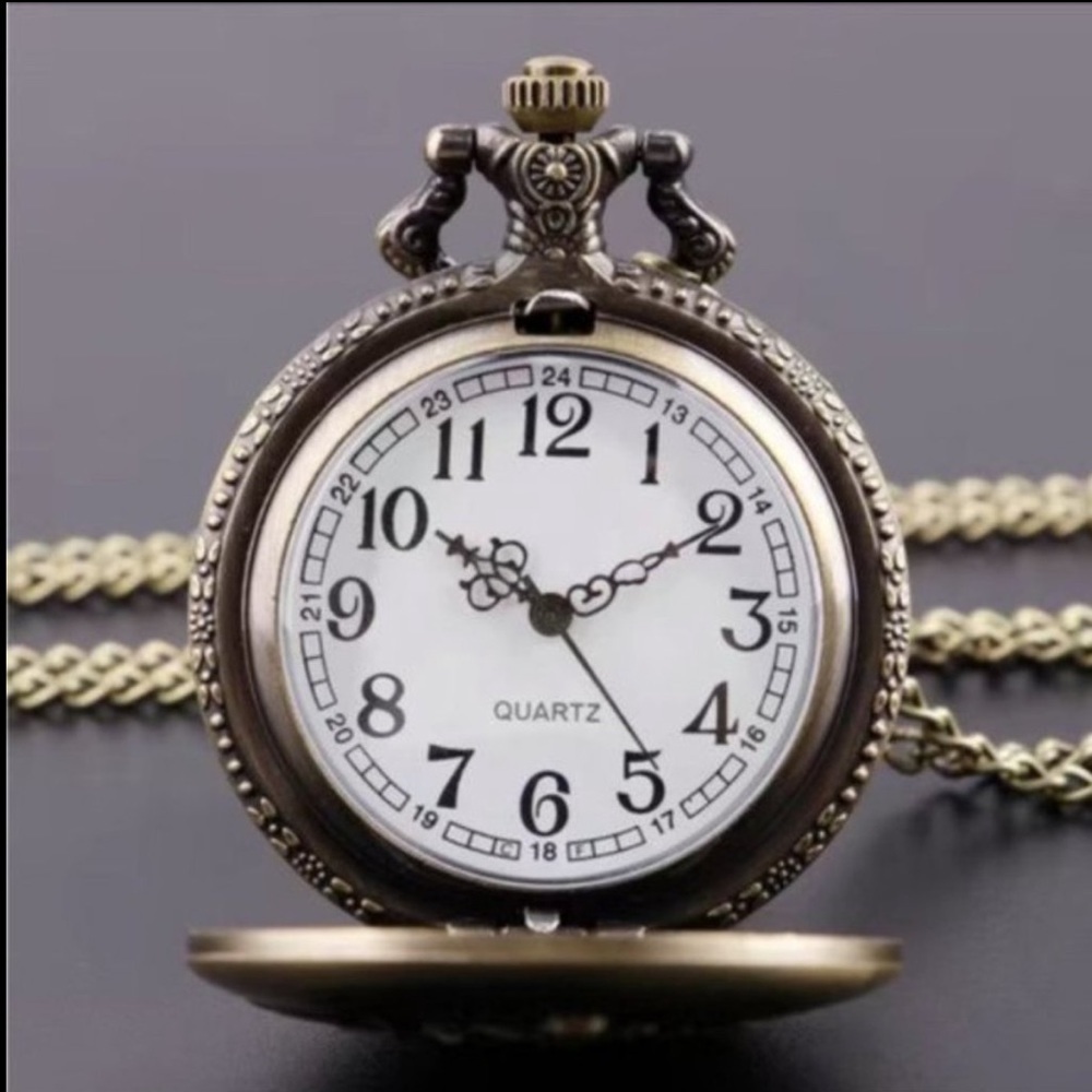 Pocket Chain Watch Fishing Theme Sportsperson Bronze Steampunk Retro Style Gift - Picture 4 of 15